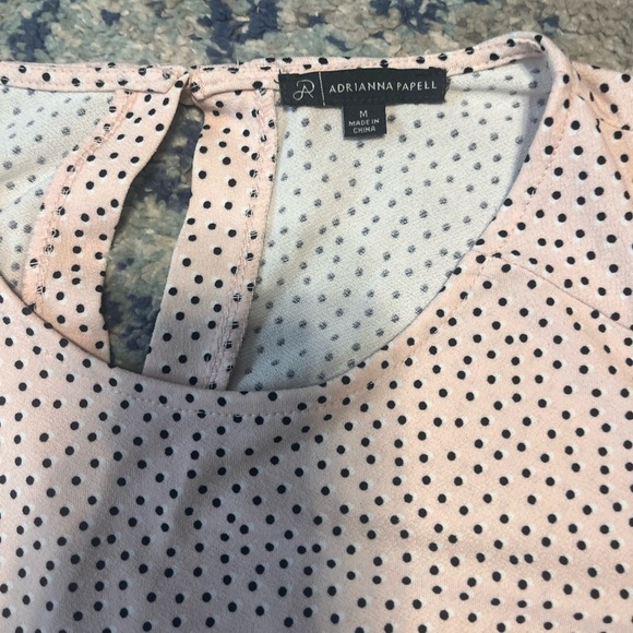 Adrianna Papell Pink Polka Dot Blouse - Size M - Picture 2 of 2